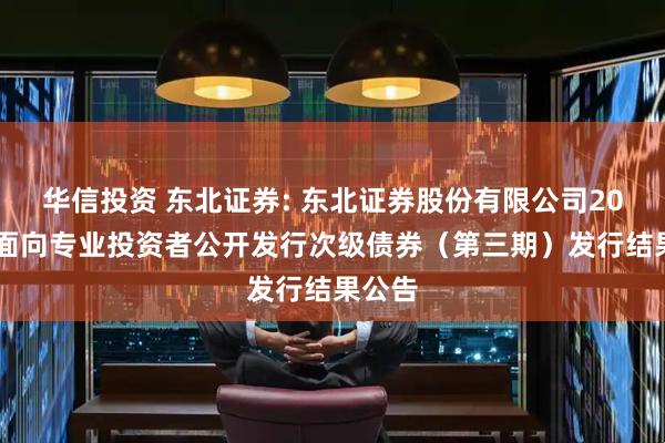华信投资 东北证券: 东北证券股份有限公司2025年面向专业投资者公开发行次级债券（第三期）发行结果公告